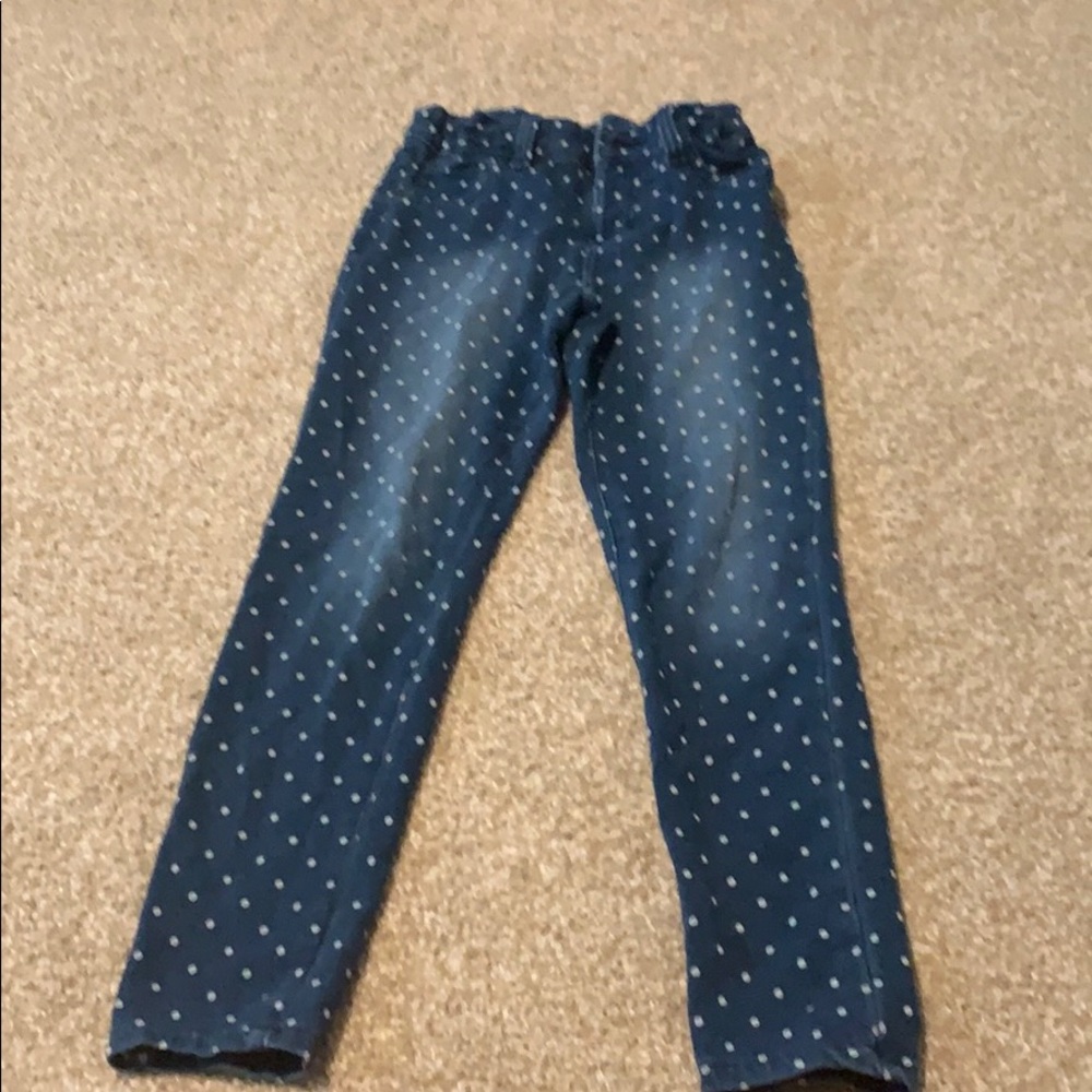 Polka dotted jean jeggings